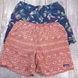 Lot of 2 Patagonia Mens Baggies Swim Trunks Shorts Large Lined Parrot Tradewind